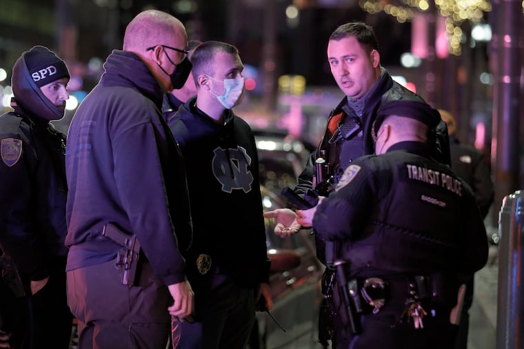 SEPTA police at Philadelphia City Hall after a person was allegedly shot on the City Hall subway concourse shortly after 8 pm on Jan. 24, 2021.