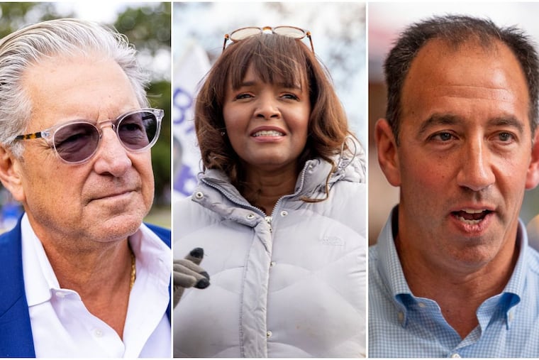 Left to right, Pennsylvania Republican Senate candidates George Bochetto, Kathy Barnette, and Jeff Bartos.