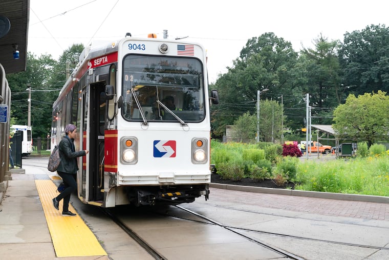 The trolley station at 40th and Baltimore, with lush landscaping, trees, a cafe and outdoor seating, it's more like a park than a transit station, Monday, September 25, 2018, in Philadelphia.