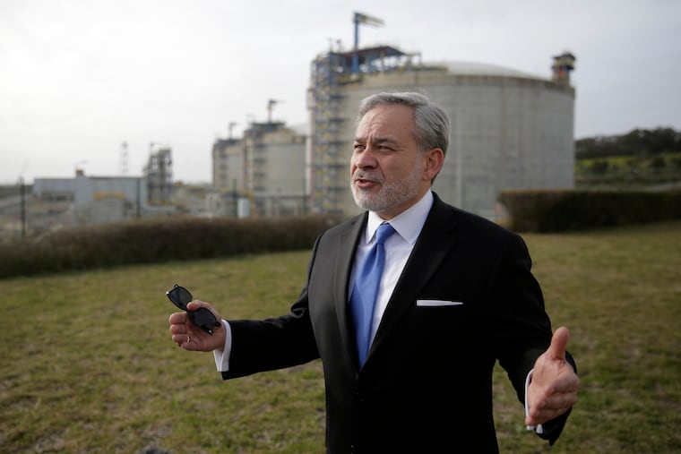 United States Secretary of Energy Dan Brouillette gestures during an interview at the LNG terminal of the deepwater port of Sines after visiting the port, in Sines, southern Portugal, Wednesday, Feb. 12, 2020. The US government and american companies are expressing interest in the expansion of the port.