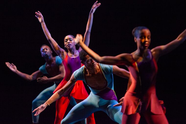 Philadanco performs Milton Myers' "Pacing," part of its "Choreographers on the Move" show at the Kimmel Center in November, 2018.