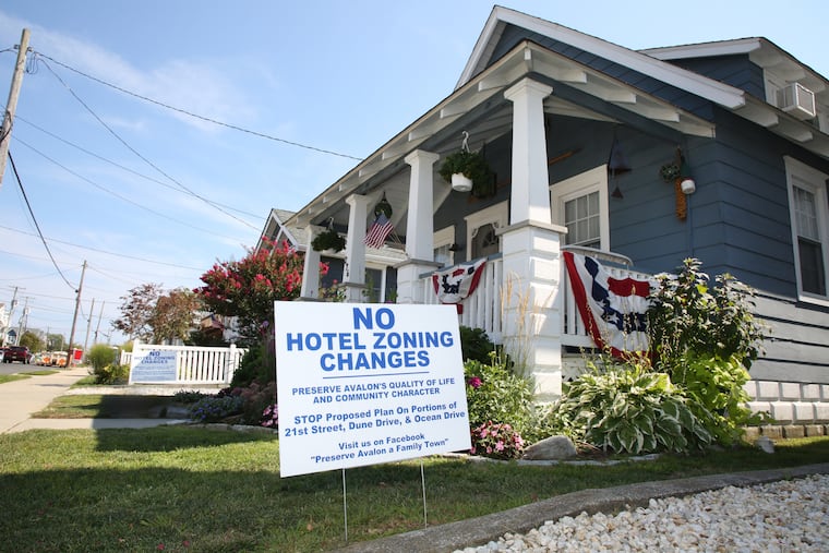 An opposition campaign is under way in Avalon, N.J., as the Cape May County beach town considers amending its master plan to allow for boutique hotels in the downtown business district.