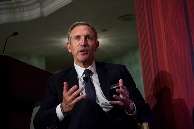 Howard Schultz, chairman and founder of Starbucks Corp., speaks during a conference in New York in 2017. As a CEO, Schultz cast himself as a compassionate leader who wanted to use his company for social good.