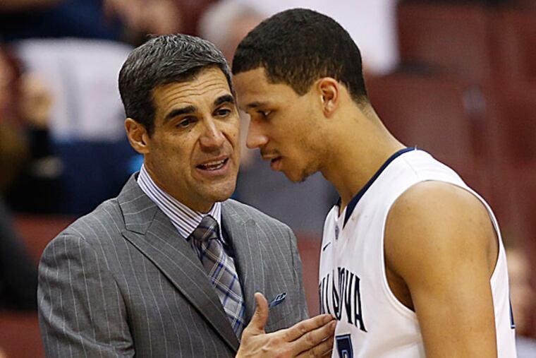 Villanova head coach Jay Wright and guard Josh Hart. (Ron Cortes/Staff Photographer)