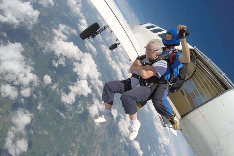 Through Wesley Enhanced Living’s WEL Wishes program, Betty Diem, 84, fulfilled a wish on her “bucket list” by skydiving last year in Perkasie.
