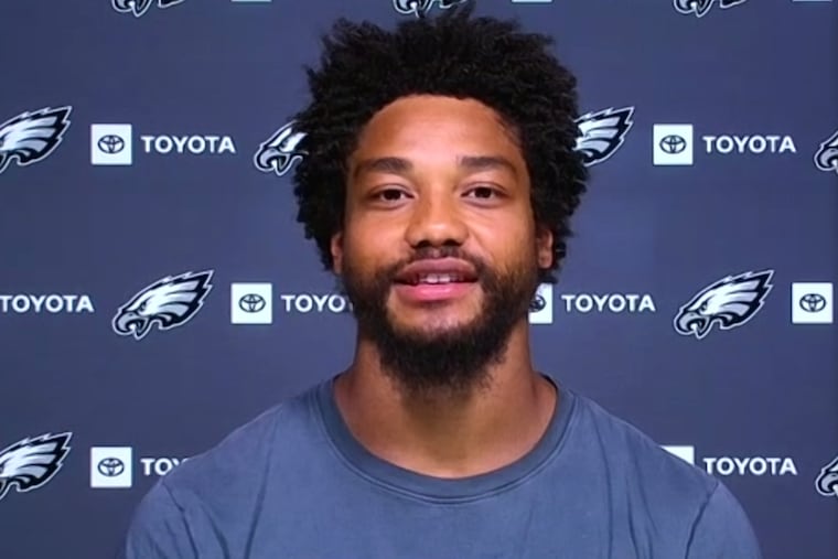 Eagles free-agent signee Eric Wilson during his introductory news conference.