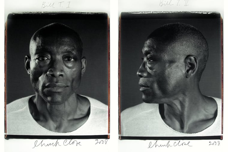 “Bill T. Jones,” a black and white Polaroid diptych mounted on aluminum.