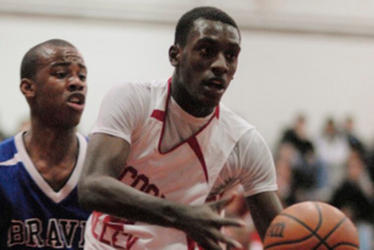 Rancocas Valley's Kendall White , hounded by Williamstown's Anthony Selby, scored 18 points - 12 in the fourth quarter.