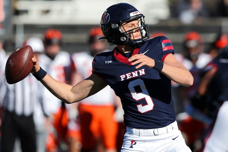 Penn quarterback Aidan Sayin threw for 228 yards and a pair of touchdowns in a narrow 29-22 defeat at Delaware on Saturday.
