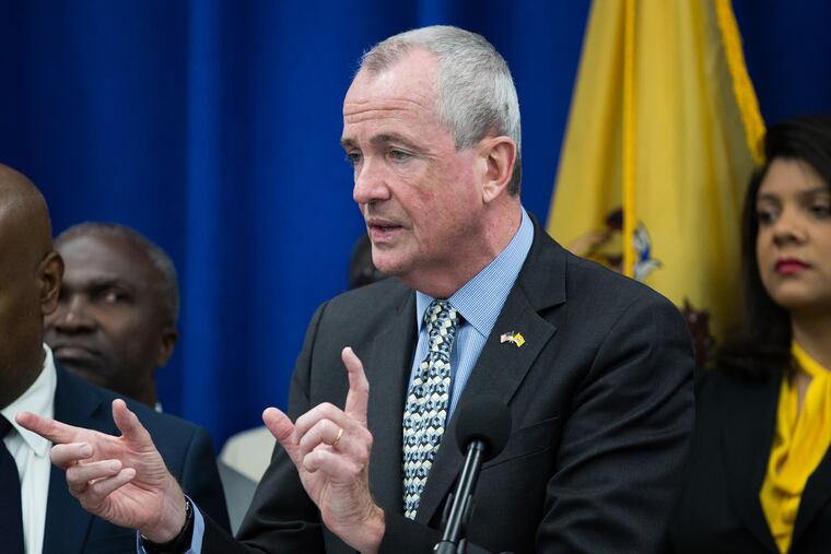 FILE - Phil Murphy, governor of New Jersey, speaks during a budget press conference in Newark, New Jersey.