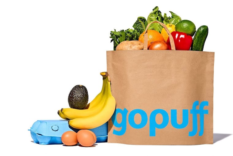 A delivery order of groceries from GoPuff.