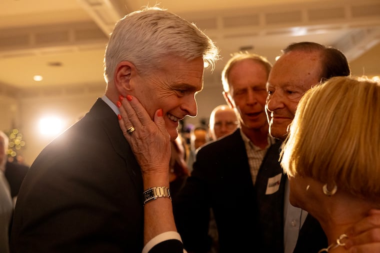 Sen. Bill Cassidy after losing the Republican primary attends his watch party at Boudreaux’s Catering in Baton Rouge, La., after losing the Republican primary Saturday.