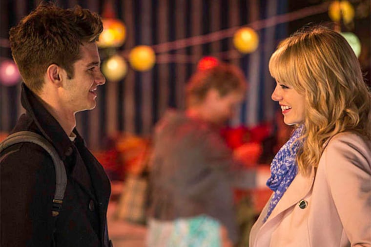 Andrew Garfield , as Peter Parker/Spidey, is having a bittersweet time with Emma Stone, as Gwen.