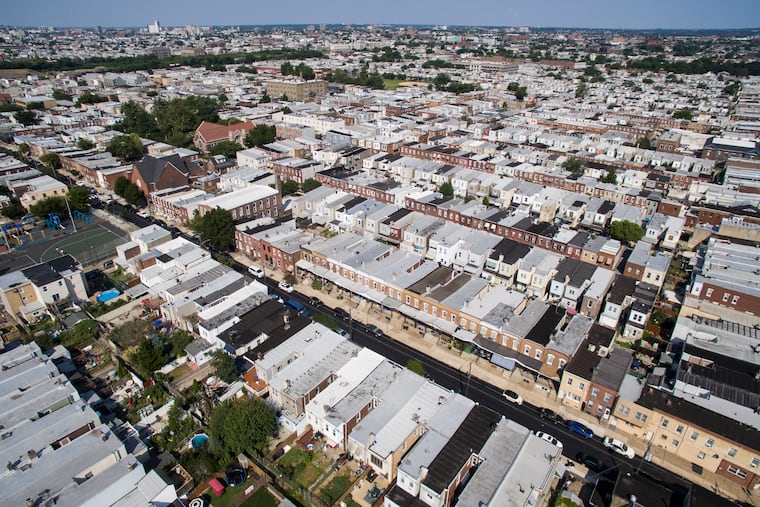 Homes are photographed in the Port Richmond section of Philadelphia in 2021. A new report by the National Association of Realtors found that across the country, the share of first-time homebuyers is shrinking and the typical first-time buyer is getting older.