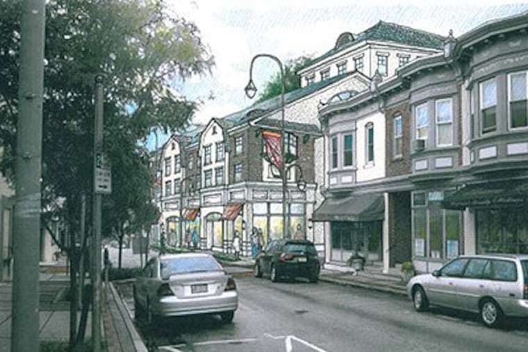 This is an artist's rendering of the Cricket Avenue proposal for Ardmore. Bring new residents from Cricket Avenue to Main Street/Lancaster Avenue and vice versa. (Rendering by JKR Partners)