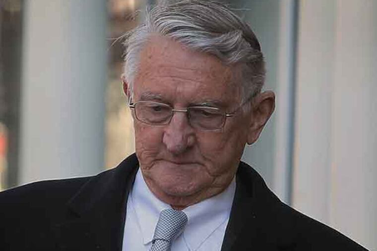 Retired Traffic Court Judge Warren Hogeland leaves the U.S Courthouse in Philadelphia on Tuesday, February 12, 2013. Judge Hogeland plead guilty to ticket fixing. ( ALEJANDRO A. ALVAREZ / STAFF PHOTOGRAPHER )
