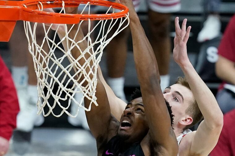 Penn State's Izaiah Brockington (12), shown putting up a shot in last month's Big Ten tournament game against Wisconsin, has announced on Twitter that he will transfer.