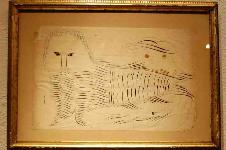 "Seal," a 19th-century quill drawing by an unknown artist, part of the Nadelman collection at the Demuth Museum.