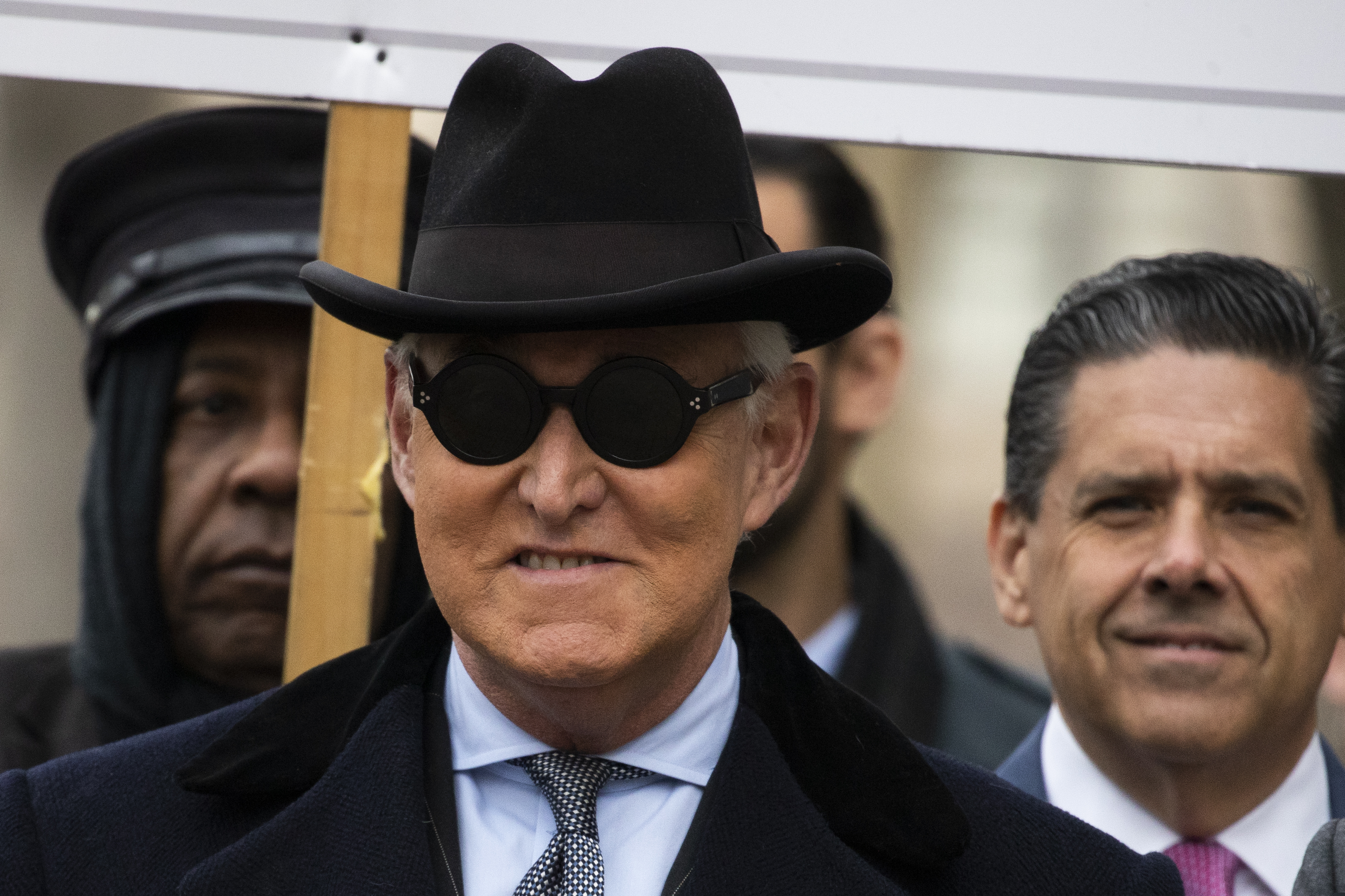 Roger Stone arrives at federal court in Washington, Thursday, Feb. 20, 2020.