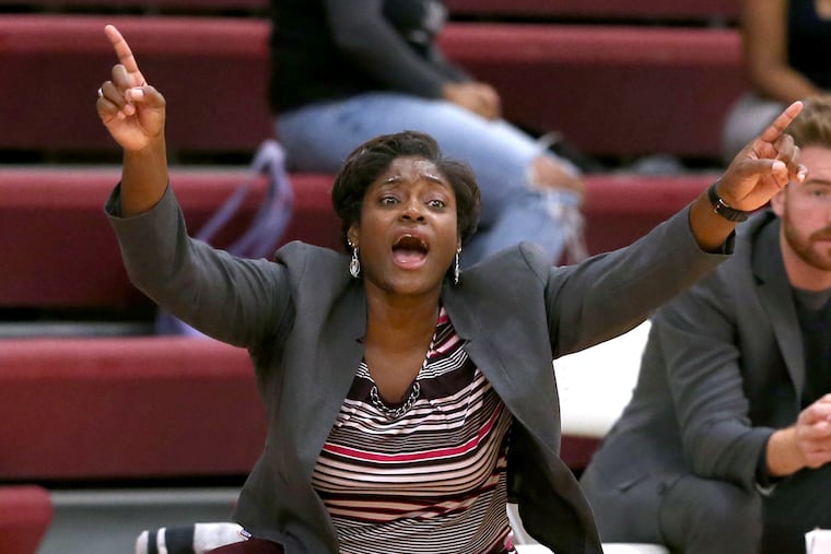 Swarthmore College Women's Basketball Coach Candice Signor-Brown is shown on Nov. 20, 2019 during their game against Widener College.