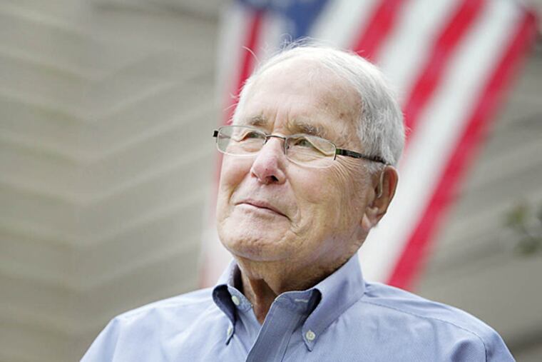 Harry Snyder, a 92-year-old World War II vet from Lansdale. In June, he hopes to travel back to Normandy, France to mark the 70th anniversary of D-Day. A local documentary crew is working on a film about his experiences. Snyder also participated in the Battle of the Bulge and the Allied occupation of Berlin. He is seen at his home on May 22, 2014. ( DAVID MAIALETTI / Staff Photographer )