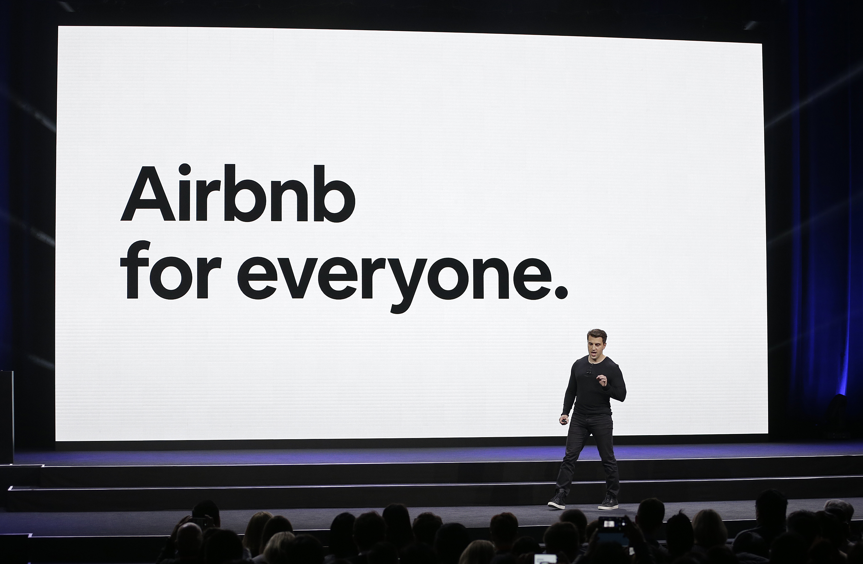 Airbnb co-founder and CEO Brian Chesky speaks during an event in San Francisco.