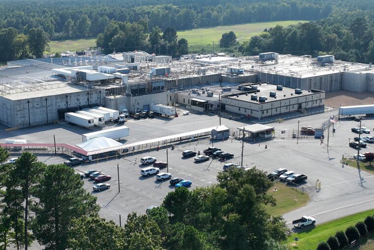 An aerial view of the Boar's Head processing plant that was tied to a deadly food poisoning outbreak.