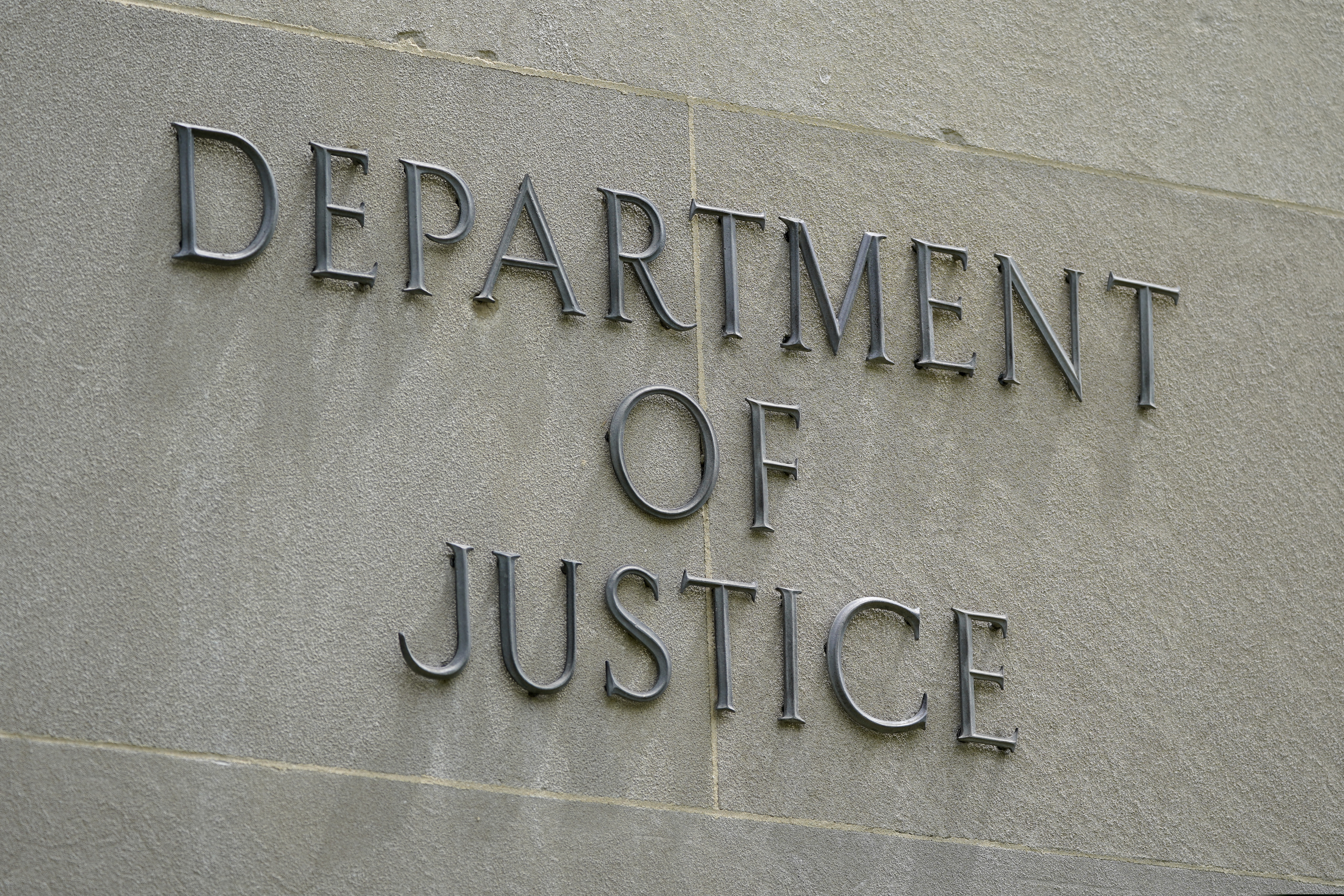 A sign outside the Robert F. Kennedy Department of Justice building in Washington.