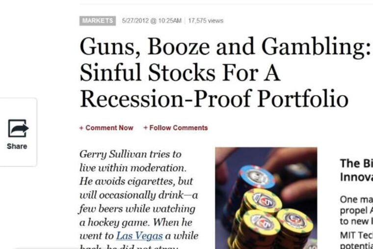 Forbes posted the views of the Vice Fund's Gerry Sullivan.