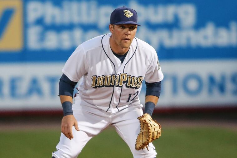 Triple-A first baseman Rhys Hoskins leads the International league in slugging percentage and ranks second in on-base percentage.