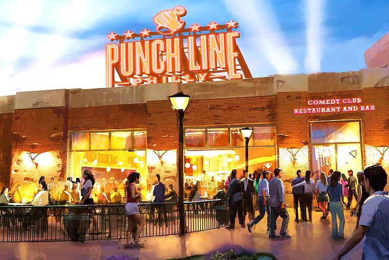Artists rendering of the exterior of the Punch Line comedy club planned to open in July in Fishtown.