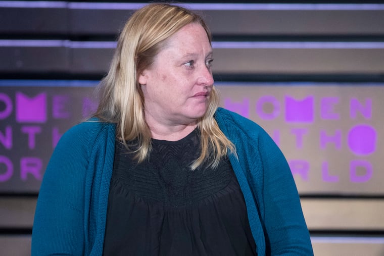 Heidi Beirich, of the Southern Poverty Law Center, speaks during the Women in the World Summit at Lincoln Center in New York on April 6, 2017.