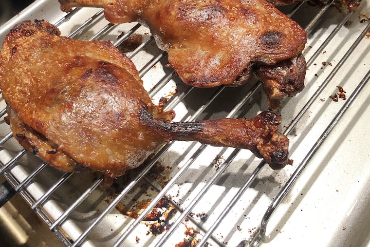 Duck confit is roasted to a crisp before being ensconced in a dish of beans and meats for cassoulet.