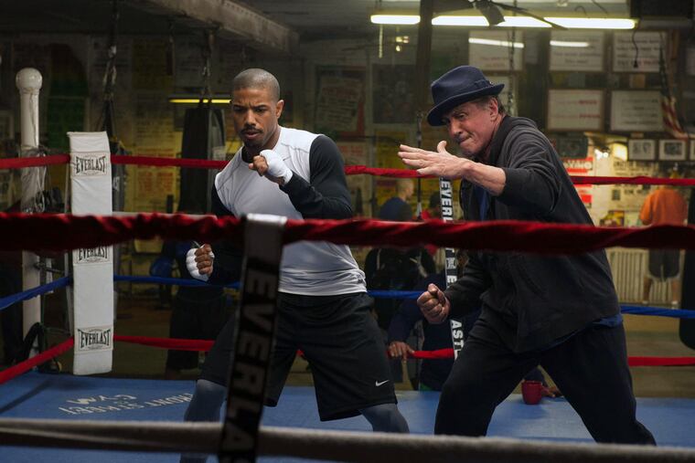 Back for a seventh round in "Creed," Sylvester Stallone (right) takes on the training of Apollo Creed's son, played by Michael B. Jordan.