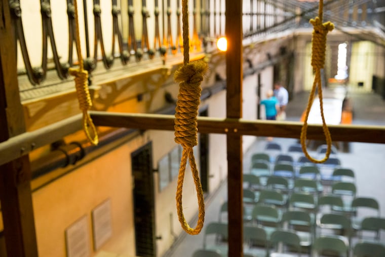 Nooses hang from a gallows inside the former Carbon County Jail in Jim Thorpe, Pa., in August 2018. Seven Irish coal miners, known as Molly Maguires, were hanged there in 1877.