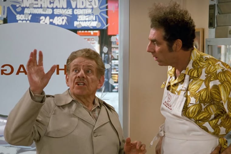 Frank Costanza (Jerry Stiller) explains Festivus to Kramer (Michael Richards) in the 1997 Seinfeld episode "The Strike."