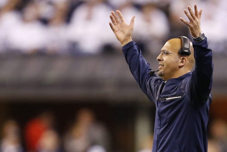 Penn State coach James Franklin’s recruiting class has risen to No. 1 in one set of rankings.