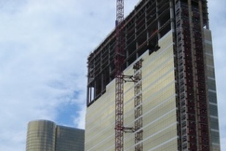 A topping-off ceremony was celebrated yesterday at the Water Club in Atlantic City, a $400 million hotel tower being built next to the Borgata.
