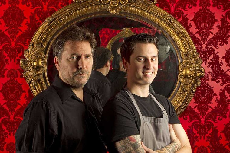 Bardot Cafe owner Dennis Hewlett (left) with chef Rhett Vellner. Hewlett says the French New Wave filmmakers' "radical sense of change . . . has been my rule book" in the restaurant.