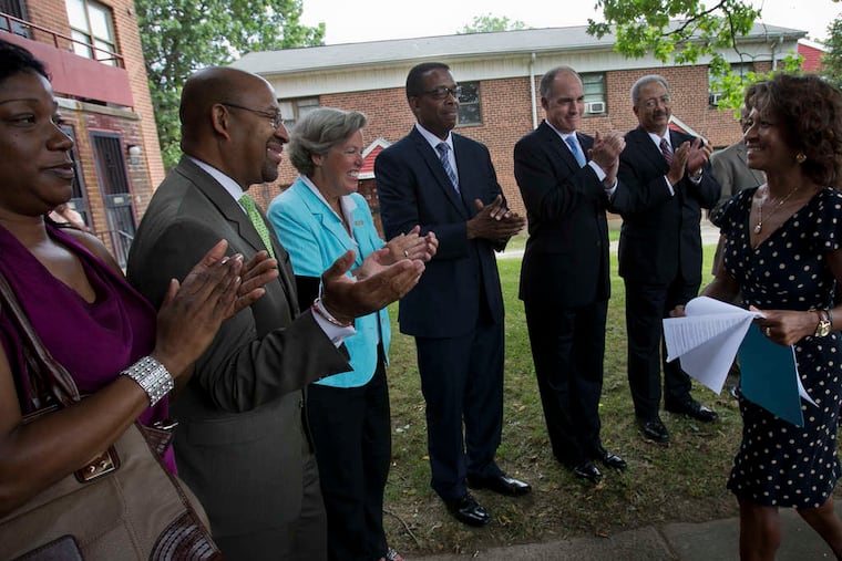 Jemine Bryon told politicians and community residents that the message of the "Choice Neighborhoods" grant is that "no child should have her future determined by her zip code." Officials also credited area tenant Donna Richardson, who helped secure the grant. Temple will create educational programs for area children.