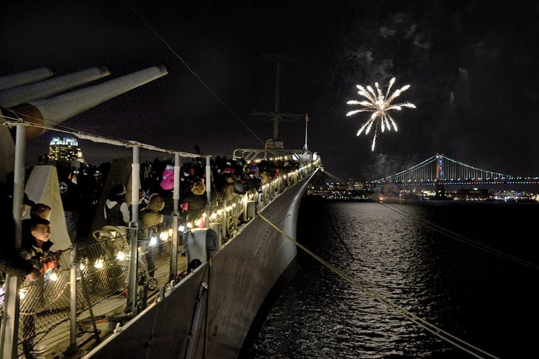 The Battleship New Jersey offered a site for a sight of the New Year’s Eve fireworks on the Camden waterfront.