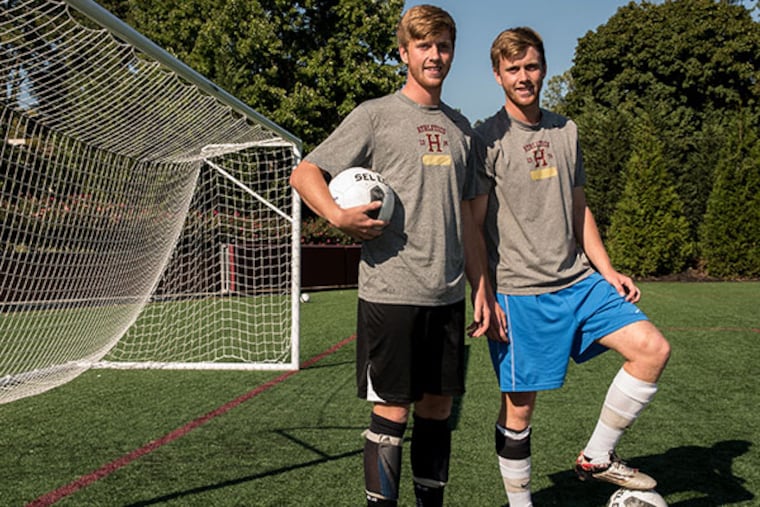 Shane (left) and Connor Bradley return as seniors to the nationally-ranked Haverford School boys soccer team. The team is seeking its fourth consecutive Inter-AC title. Thursday, September 17, 2015, Haverford, Pennsylvania.