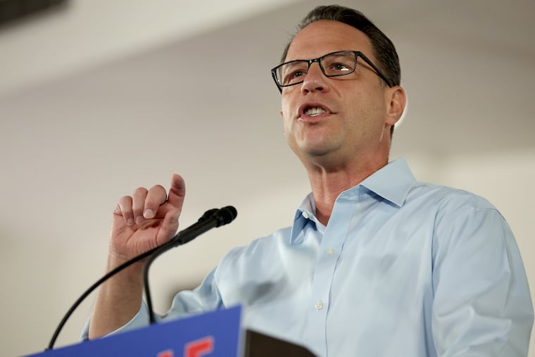 Pa. Governor Josh Shapiro addresses the audience during a rally for Congressional candidate Bob Brooks at the United Steelworkers Union Hall in Bethlehem, Pa. on Sunday, July 26, 2026.