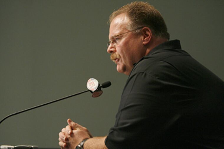 Andy Reid and the Eagles' front office stuck to their draft philosophy by selecting speed over size. (Charles Fox / Staff Photographer)
