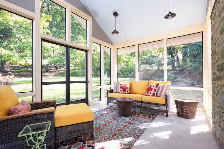 This sunroom was created by architect Ed Barnhart of Always by Design in Queen Village for homeowners Peg Feerick and Rebecca Kamen.