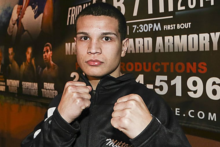 Milton Santiago Jr., age 17, will make his pro boxing debut on Friday. (Steven M. Falk/Staff Photographer)
