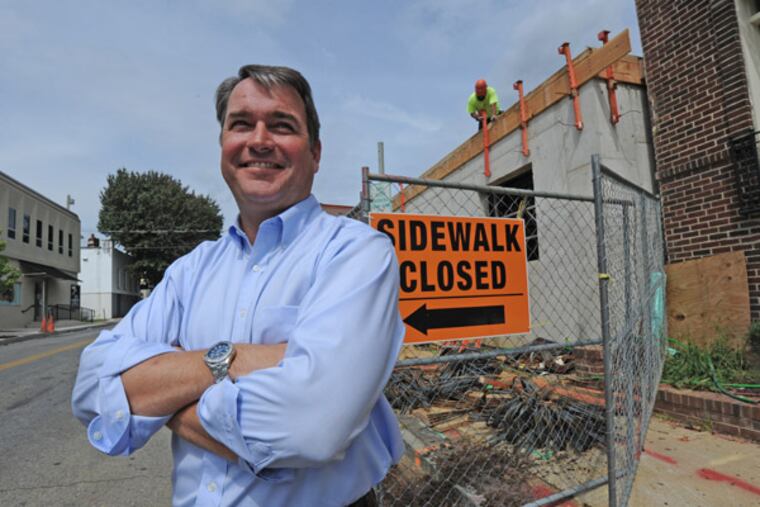Bernie Halfpenny at the site of his company's new apartment complex at Athens and Walton Avenues in Ardmore, PA. (APRIL SAUL / Staff Photographer)