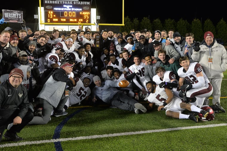 St. Joseph's Prep football team celebrates PIAA Class 6A title on Dec. 7, 2019 at HersheyPark Stadium.