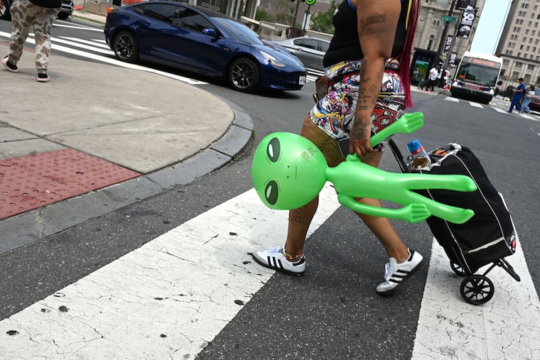 August 18, 2025: Just passing through Center City: another alien among us.