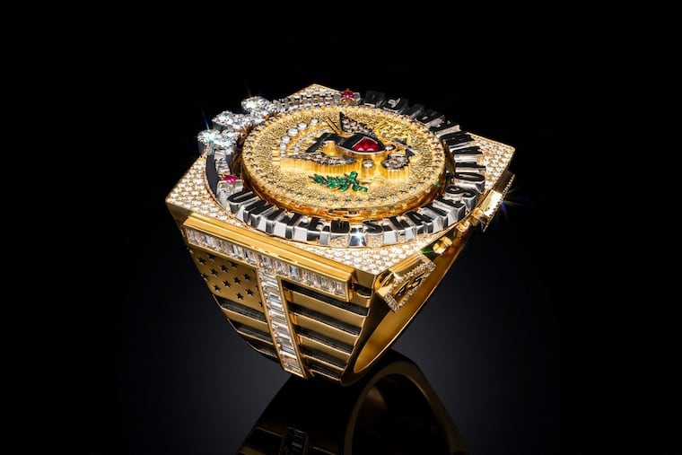 An image released Tuesday, June 30, 2026, shows a ring designed for U.S. President Donald Trump and crafted by Antwerp diamond designer David Gotlib.